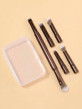 6Pcs Mini Travel Eyeshadow Makeup Brushes Set Portable Small Eye Shadow Blending Concealer Brush With Storage Case For Daily Makeup