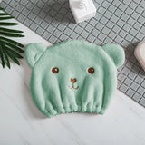 Super Absorbent Hair Drying Bath Towel Cap Cute Cartoon Bear Microfibre Soft Dry Hair Wrap Bathroom Accessories Bonnets