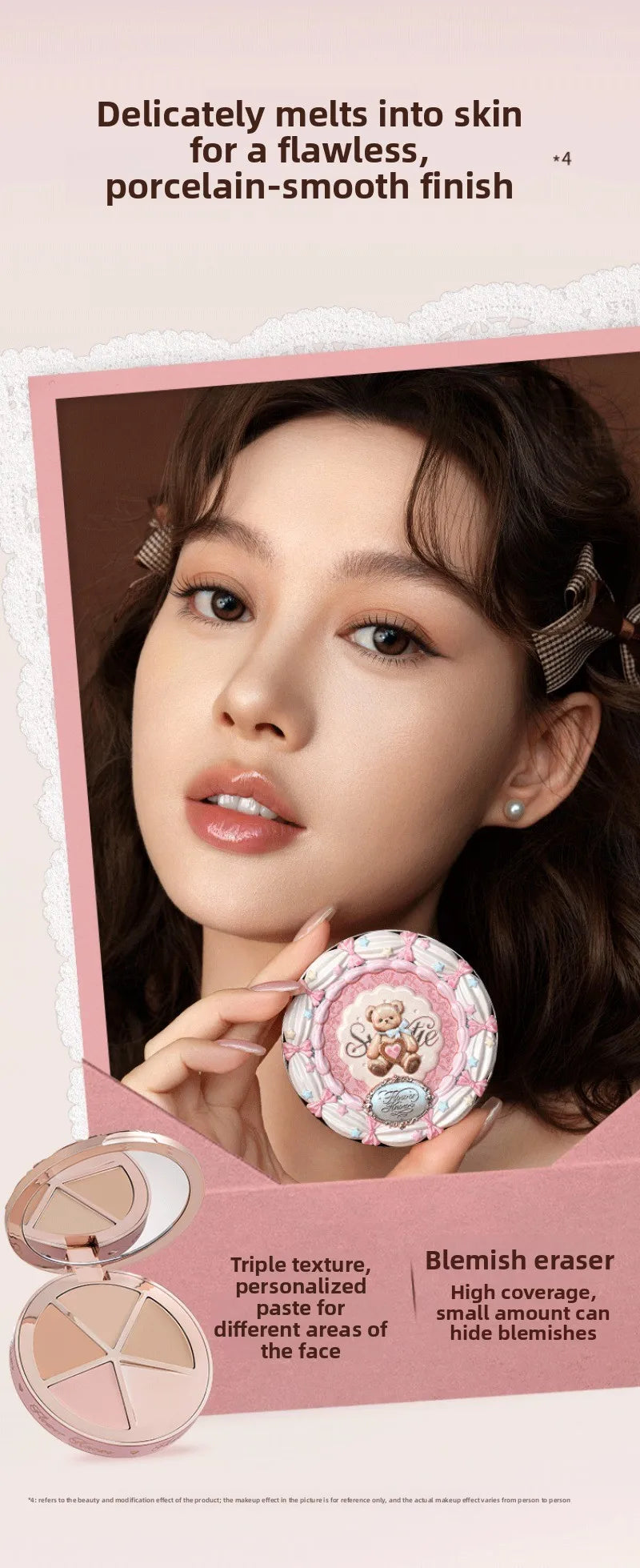 FLOWER KNOWS THE SWEETIE BEAR 4-Color Concealer Brighten Palette Covering Dark Circles Full Coverage Contouring Foundation