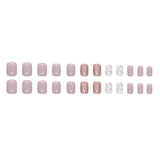 24 PCs Short French Glossy Glitter Nails with 1 Jelly Gel and 1 Nail File