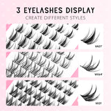 WOSHEER Manga Lash Clusters Kit Cat Lashes with Lash Bond & Seal Cluster Eyelash Extensions Mixed Tray Eyelash Clusters Kit