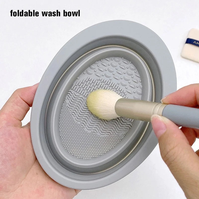 Silicone Makeup Brush Cleaner Bowl Foldable Clean Mat Cosmetic Foundation Eyeshadow Powder Brushes Cleaner Tools Makeup Supplies