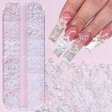 500PCS 3D Nail Art Decoration Kit with Resin Bows, Flat Back Pearls, and Assorted Shapes – Unscented DIY Craft Embellishments