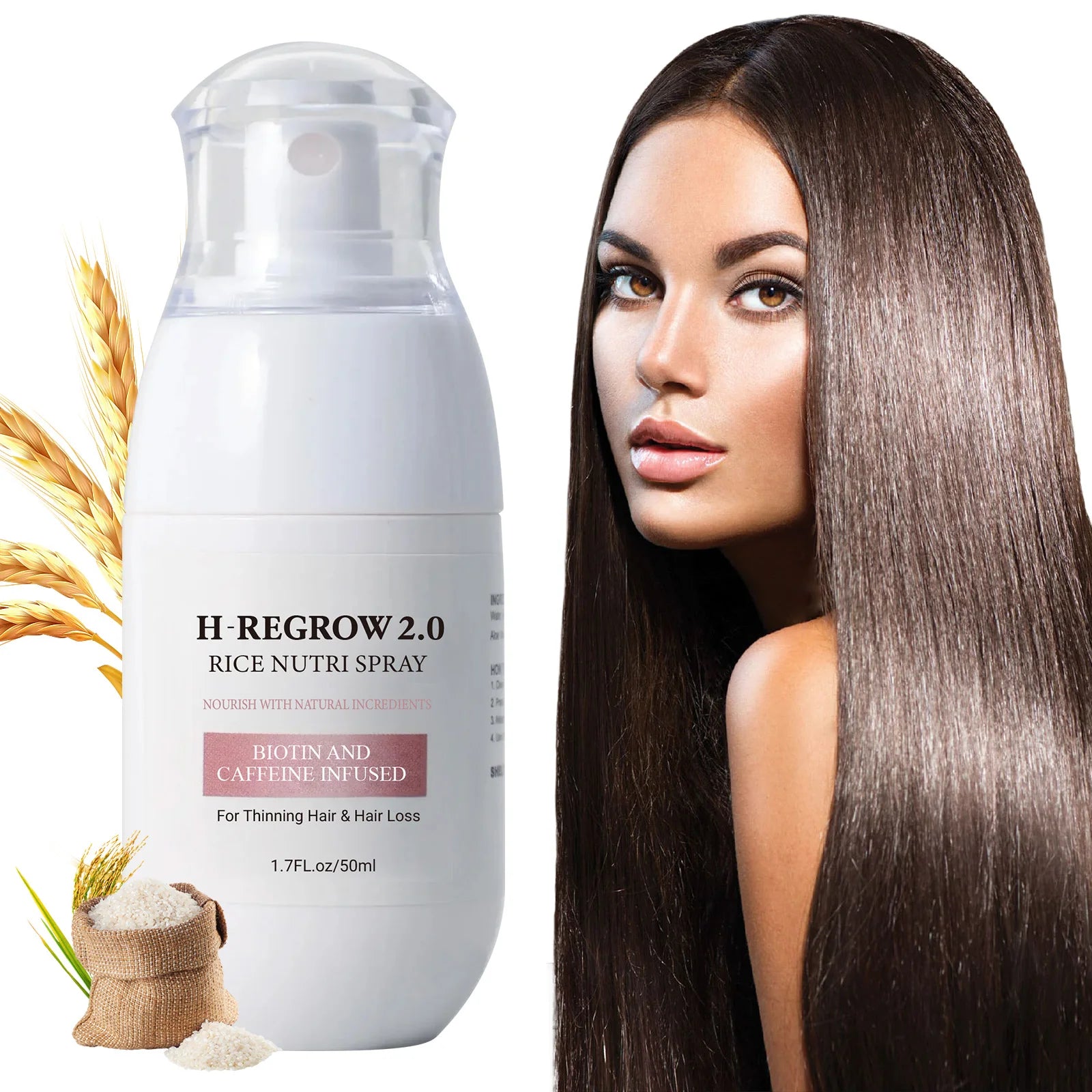 Fermented Rice Water for Hair Growth Hair Regrowth Essential Oil Scalp Treatment Hair Fall Control Serum Plant Dense Hair Spray