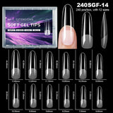 Luxury False Nail Tips Soft Gel Fingertip Semi-matte Capsules Almond French Coffin Full Cover Artificial Fake Nails Extension