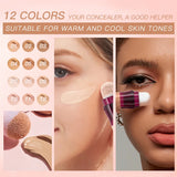USHAS 12 Color Liquid Concealer Moisturizing Rotating Sponge Head Concealer Long Lasting Lightweight Multi-use Foundation Makeup