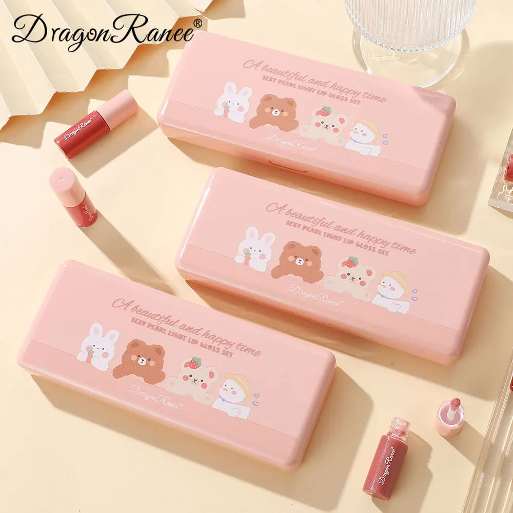 Set of 10 Shimmering Lip Glosses, Easy-To-Apply Lip Glaze, Non-Stick, Non-Fading, Moisturizing, Shiny Lip Gloss, Glass Lip Gloss with Fine Shimmer and Pearlescent Effect