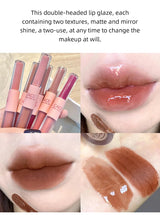 CACE Double Head Lip Gloss Sexy Red Lip Makeup Lip Mud Mirror Water Gloss Lip Glaze Matte Lipstick Waterproof Korean Cosmetics