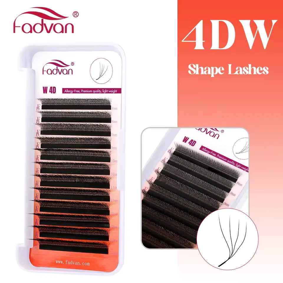 FADVAN M/L/L+/C/D Curl 3D/4D/5D W Shape Eyelash Extensions Waterproof Curling Natural Volume Lashes Soft Black False Eyelashes