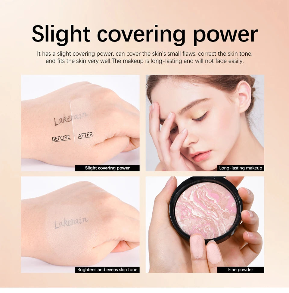 Demi Matte Natural Finish Baked Brighten Color Correcting Powder Foundation Buildable Light to Coverage Oil Control Makeup