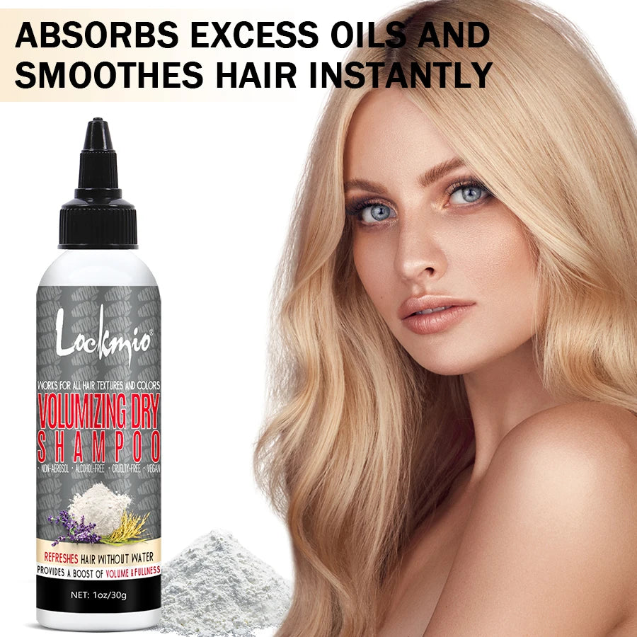 Lockmio Volumizing Natural Rice Dry Shampoo Smoothing Matte Fluffy Cleansing Refreshing Hair Absorbs Oil Powder