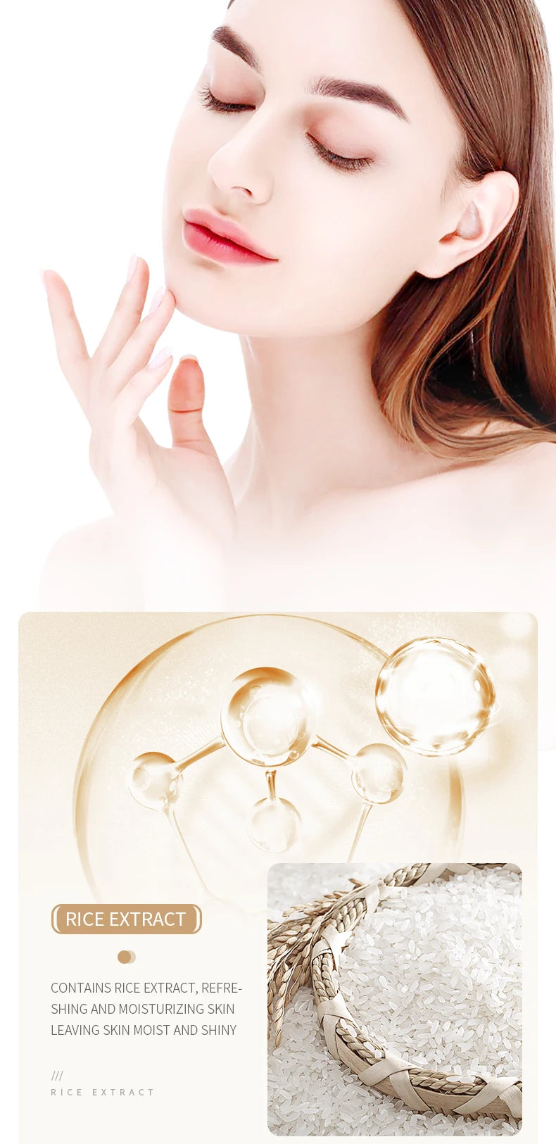 BIOAOUA Rice Raw Pulp Face Toner Moisturizing Water Brightening Lifting Deep Facial Cleanser For Young Glowy Korean Skin Care