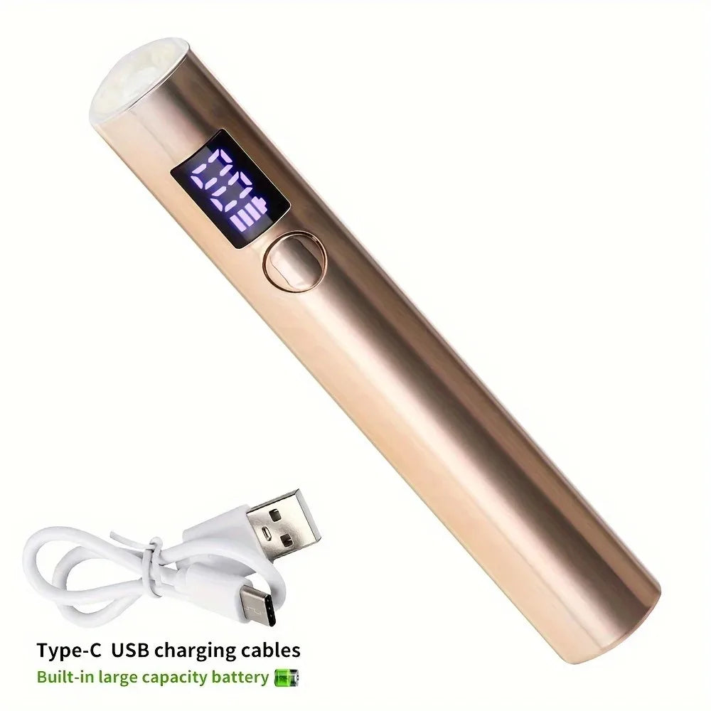 Mini Handheld UV LED Nail Lamp With Diamonds Portable Nail Dryer For Curing Gel Polish With Display Manicure Machine