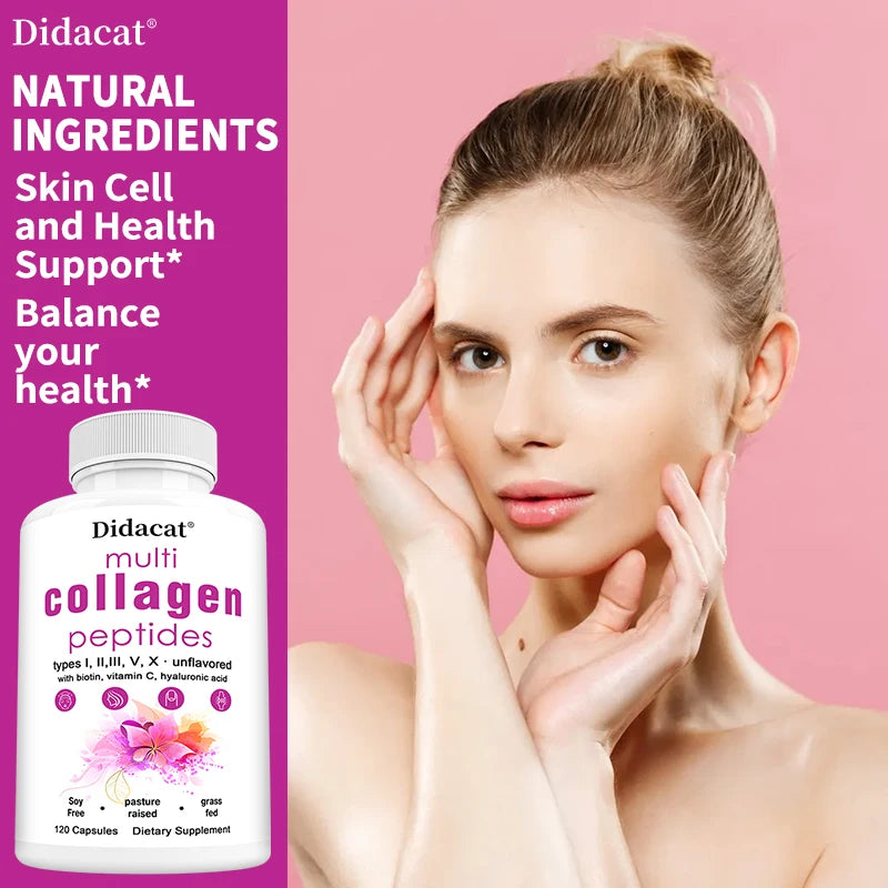Multi-collagen Peptides - Anti-aging, Brightening Skin Tone, Firming Skin, Hair, Nail, Skin, and Joint Health Supplements