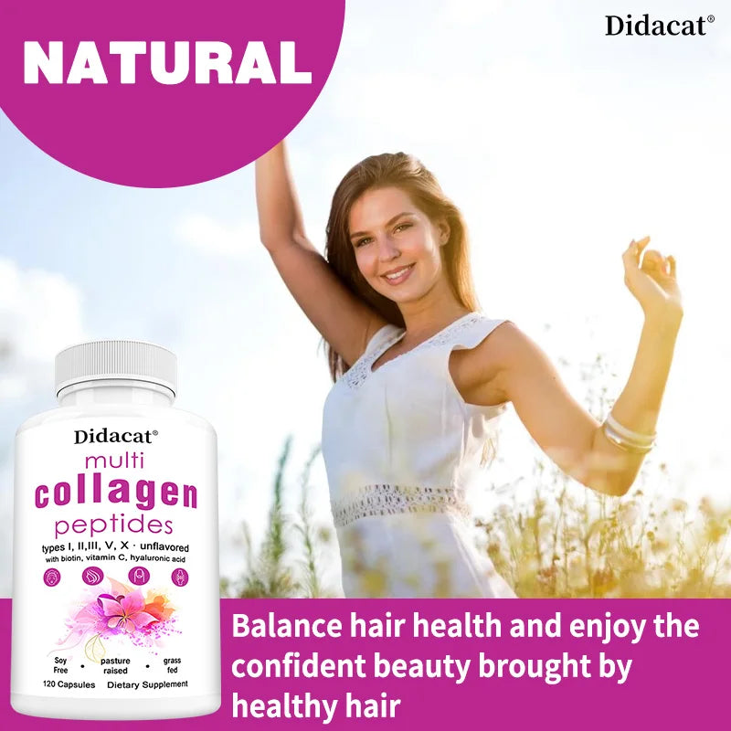 Multi-collagen Peptides - Anti-aging, Brightening Skin Tone, Firming Skin, Hair, Nail, Skin, and Joint Health Supplements