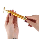 24k Gold Face Lift Roller Vibration Slimming Massager Facial Stick Facial Beauty Skin Care T Shaped Vibrating Massager