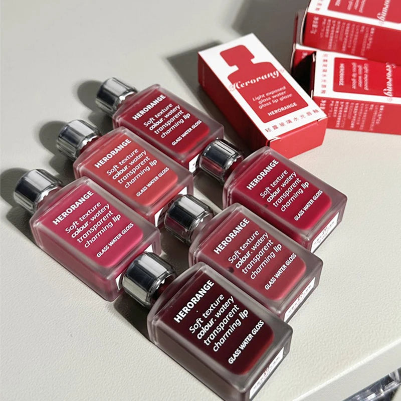 HERORANGE Light Glass-Like Lip Lacquer - Mirror Shine, Hydrating Formula; Smudge-Proof, Long-Wear, and Skin-Brightening
