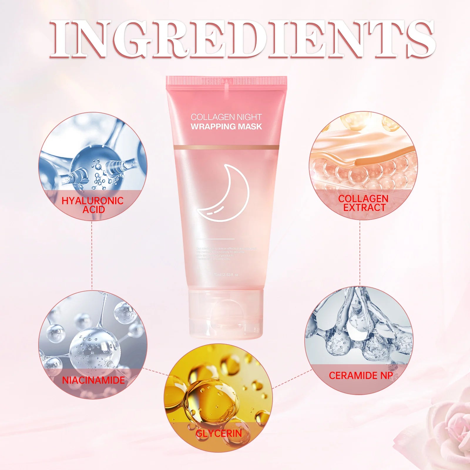 Hydrating Face Mask  Reduces Sagging Collagen Overnight Firming Mask for Elasticity Dullness Wrapping Peel-Off Mask Skincare
