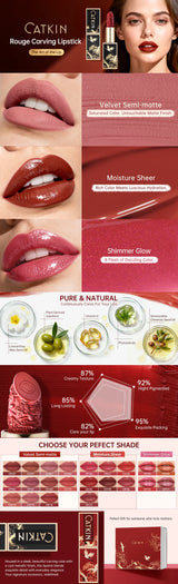 CATKIN Makeup Velvet Matte Lipstick, Hydrating Long‑Lasting Creamy Smooth, for Halloween Cosplay & Party Lip Looks
