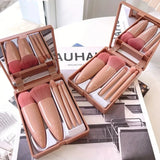 1 Set Chic Pink Makeup Brush Set - Mirror Compact, 5pcs Soft Bristles Versatile for Blush Eye Foundation