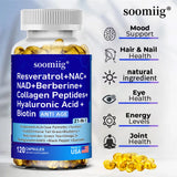 Vitamax 21-in-1 Supplement | NAD+ Resveratrol Collagen Berberine | Supports Hair, Skin, Nails, Joints, Anti-aging, Firming Skin