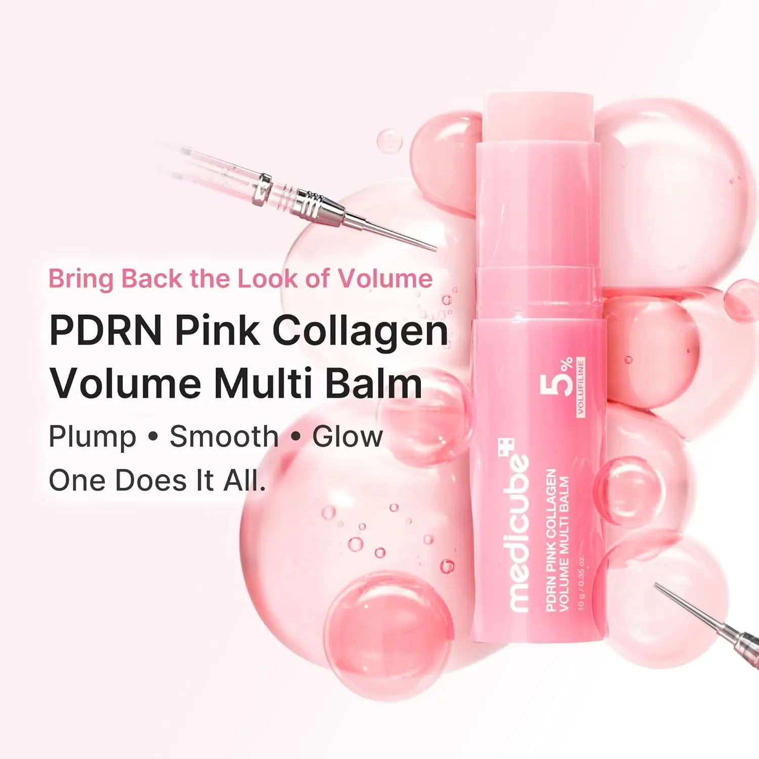 PDRN Pink Collagen Volume Multi Balm Stick Face & Body Balm for Under-Eyes, Neck, Forehead, Smile Lines,  Radiance Care K-Beauty