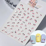 1PCS Summer Eyes 3D Jelly Nail Stickers Sausage Mouth Big Lips Smile Expression Design Self Adhesive Nail Art Stickers