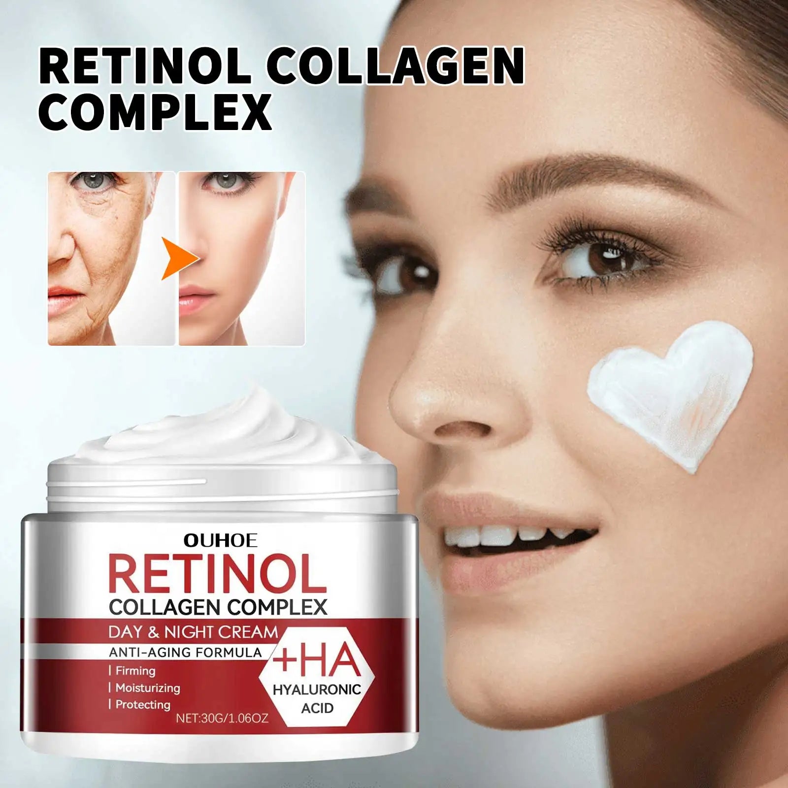 Retinol Collagen Face cream Complex Day Night Cream Hyaluronic acid Reduce fine lines dark circles moisturize firm pores