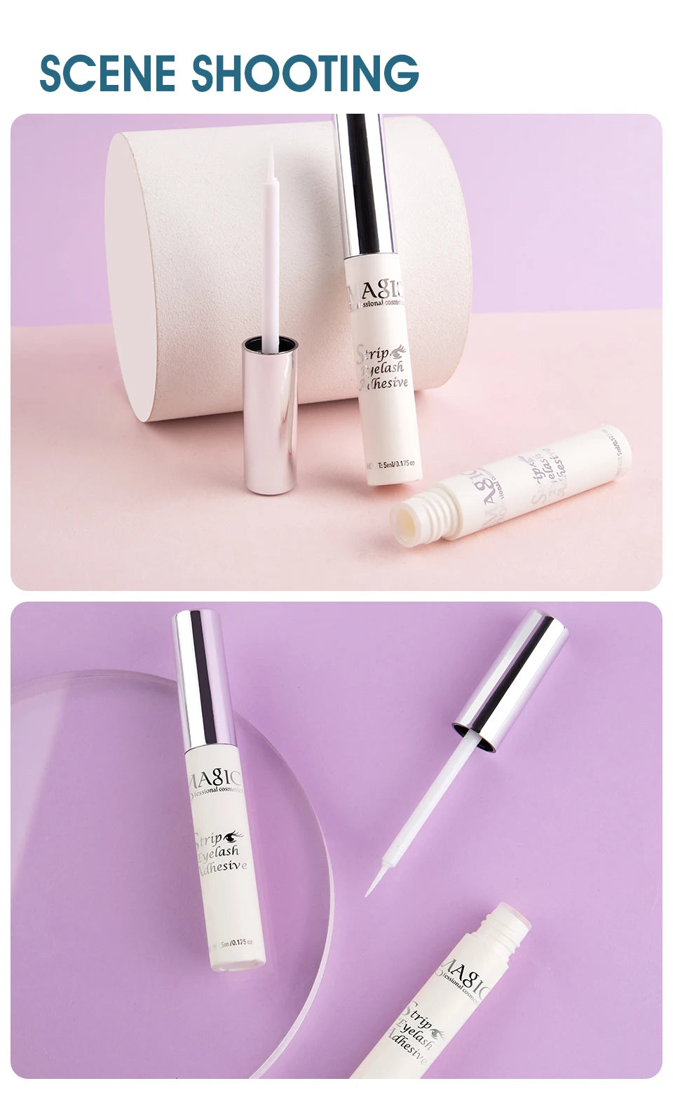 IMAGIC 5ml False Eyelash Extension Glue Waterproof Fast Dry Long Lasting Strong No Irritation Transparent Eyelash Primer Tools