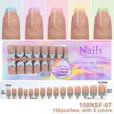150Pcs/Box Acrylic Press on Nails Full Cover Fake False Tips Soft Gel Extension T-shaped Oval Capsule Almond Sculpted Salon DIY