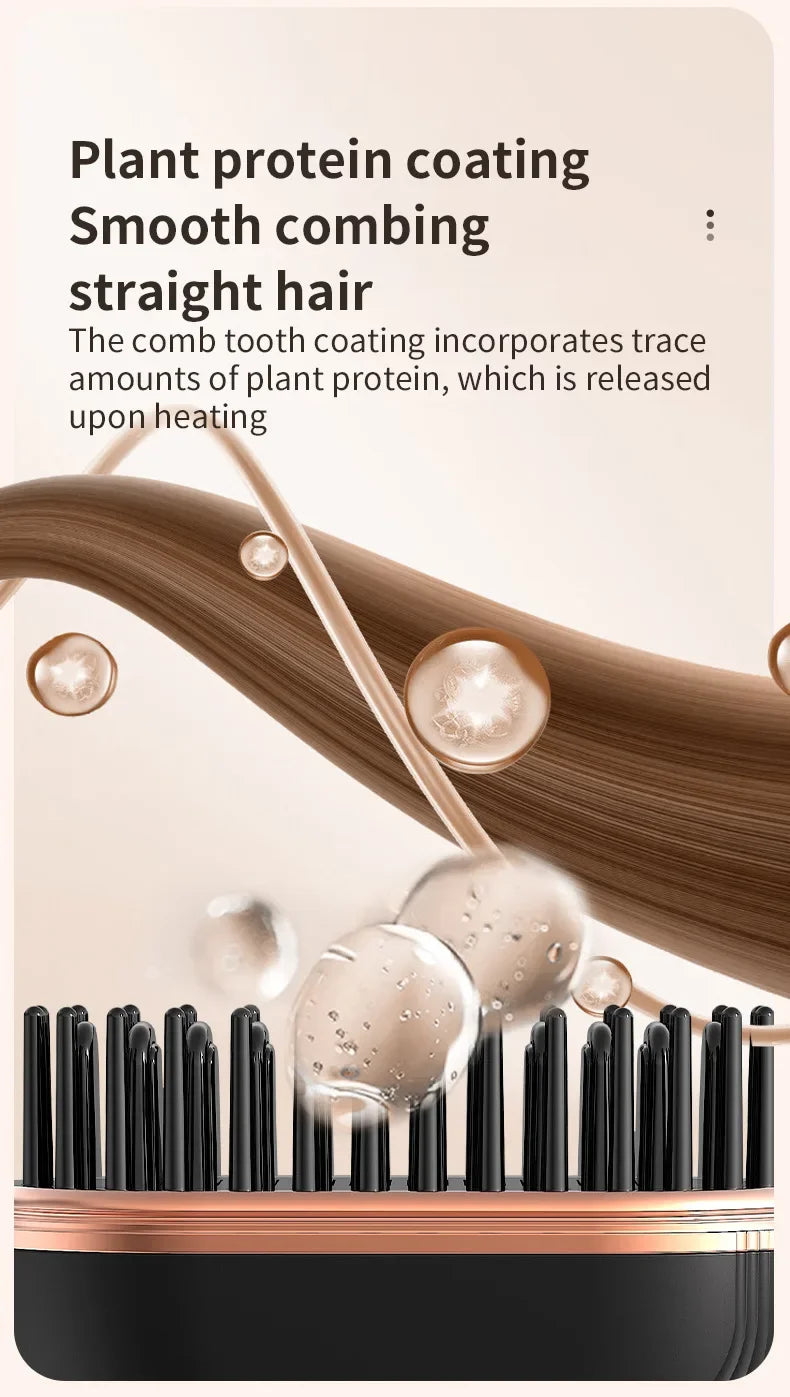 Portable Wireless Straightening Comb Mini USB Rechargeable Hair Straightener Brush Multifunctional Gentle Hair Styling Accessory For Travel Daily Use