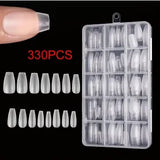 Boxed 330 Short Almond Nail Tips - Upgraded Matte Gel Nail Stickers Without File, Pre-Shaped Full Coverage of Short Almond Nails