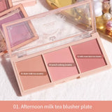 3-Color Cheek Red Plate Nude Makeup Natural Matte Milk Tea Orange Eye Shadow Makeup Lasting High Color Rendering Invisible