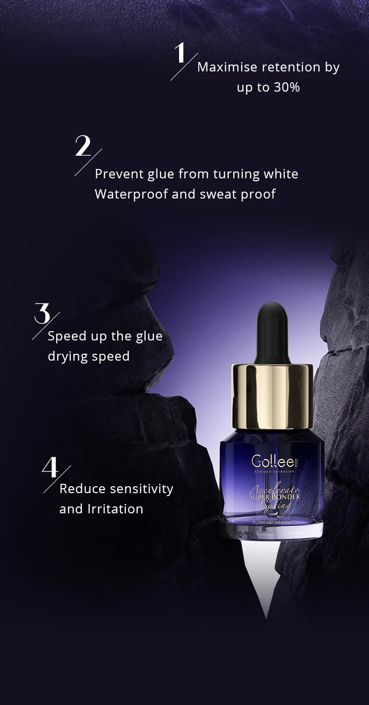 Gollee Lash Extensions Primer 15ML Eyelash Super Bonder Increased Durability Help Eyelashe Bonder Fixing Lasting Adhesive Makeup