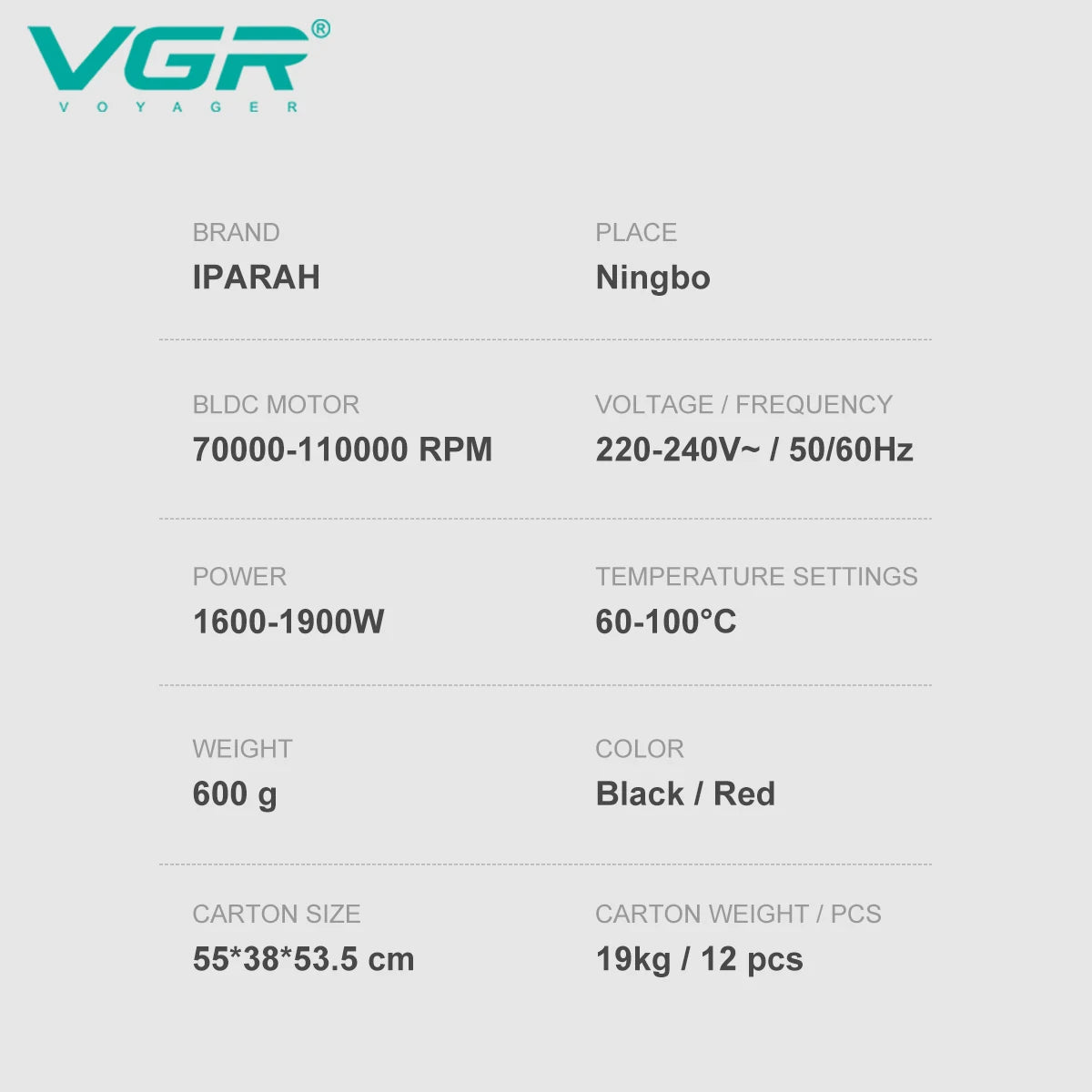 VGR Hair Dryer Professional Hot and Cold Adjustment 110000 RPM Blow Dryer Brushless Motor Hair Styling Blow Dryer Machine V-401