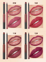 QIBEST 12 Colors Lip Makeup Nude Lipstick Pencil Waterproof Long Lasting Sexy Red Lip Stick Matte Lip Liner Pen Lipstick