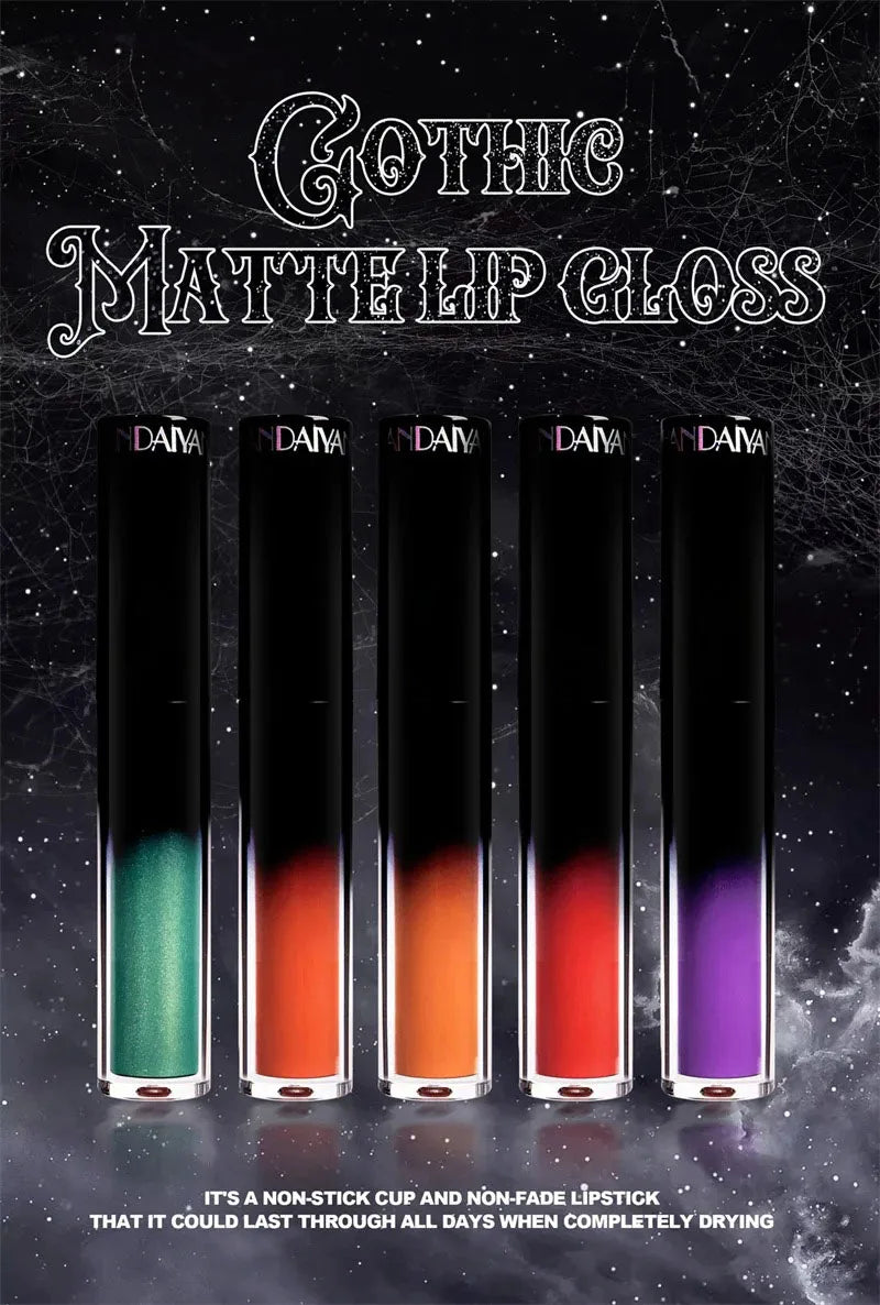 12 Color Halloween Dark Lip Gloss Matte Colorful Non Fade Liquid Lipstick Kit Waterproof Lasting Black Red Blue Velvet Lipsticks