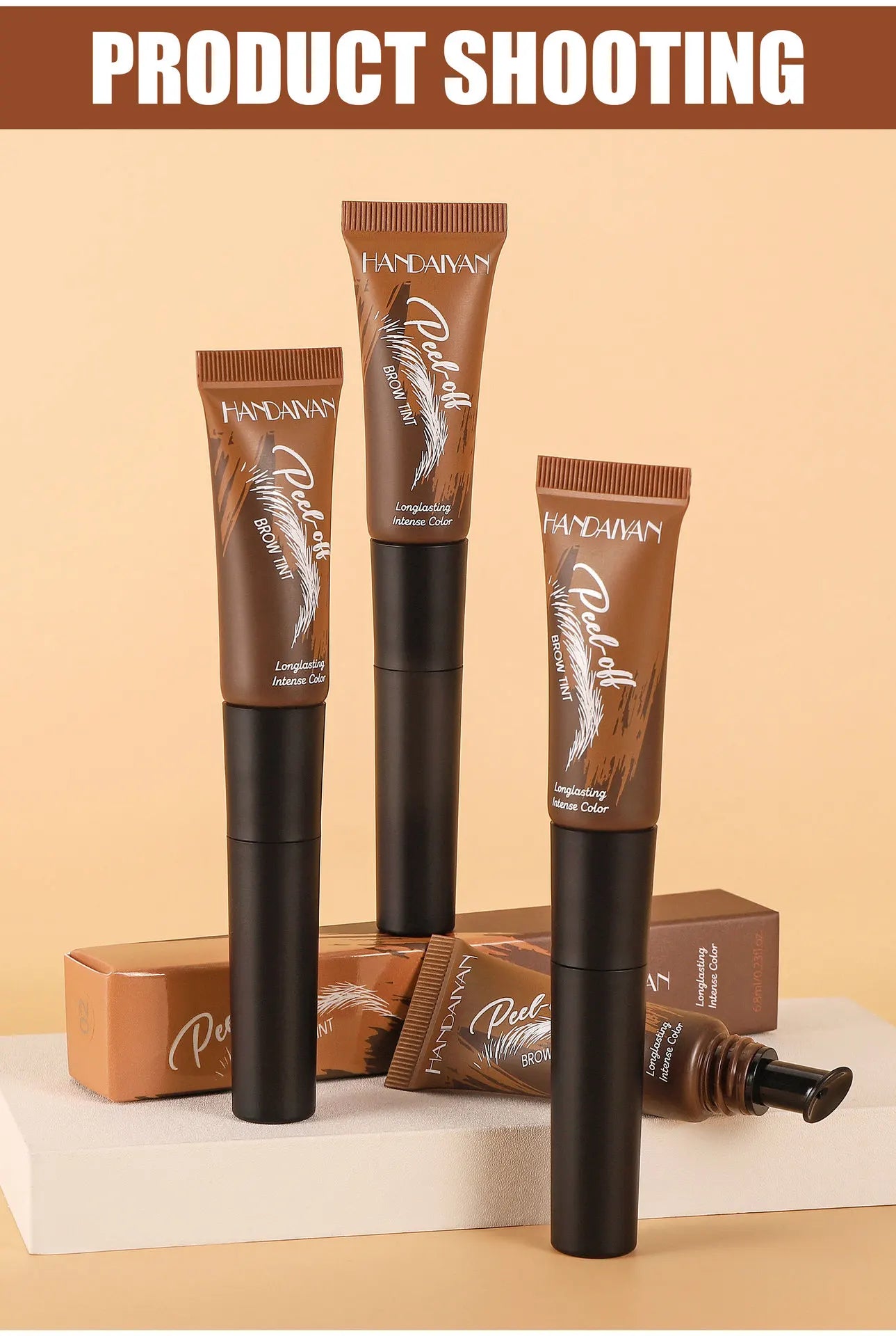 HANDAIYAN 5-color brush head peel-off eyebrow tint Waterproof, long-lasting, and smudge-proof peel-off eyebrow tint