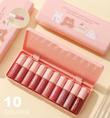 Set of 10 Shimmering Lip Glosses, Easy-To-Apply Lip Glaze, Non-Stick, Non-Fading, Moisturizing, Shiny Lip Gloss, Glass Lip Gloss with Fine Shimmer and Pearlescent Effect