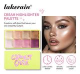 8 Colors Cream Highlighter Palette for Highlight, Blush&Contouring, Various Colors To Meet Various Makeup Needs Highlight Disc