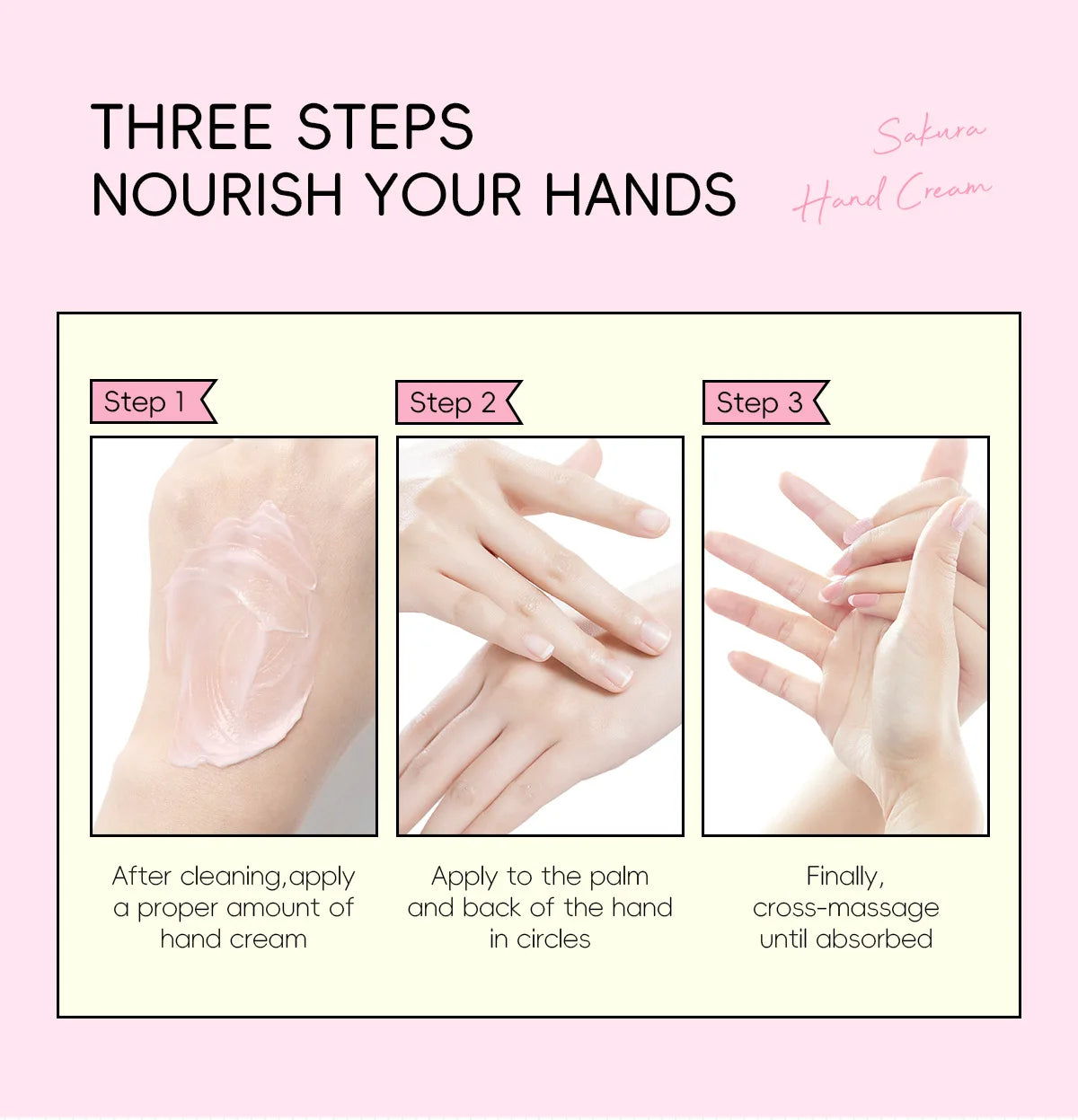 LAIKOU Sakura Hand Cream Hydrating Moisturizing Nourishing Smoothing Brightening Repairing Non‑Greasy For Dry Rough Skin 30g