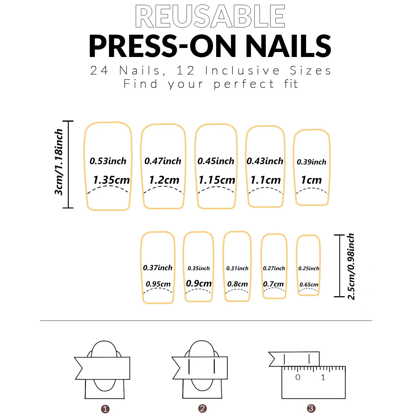 24 PCs Short French Gradient Love Nails with 1 Jelly Gel and 1 Nail File-For Girl Mother Women Gift