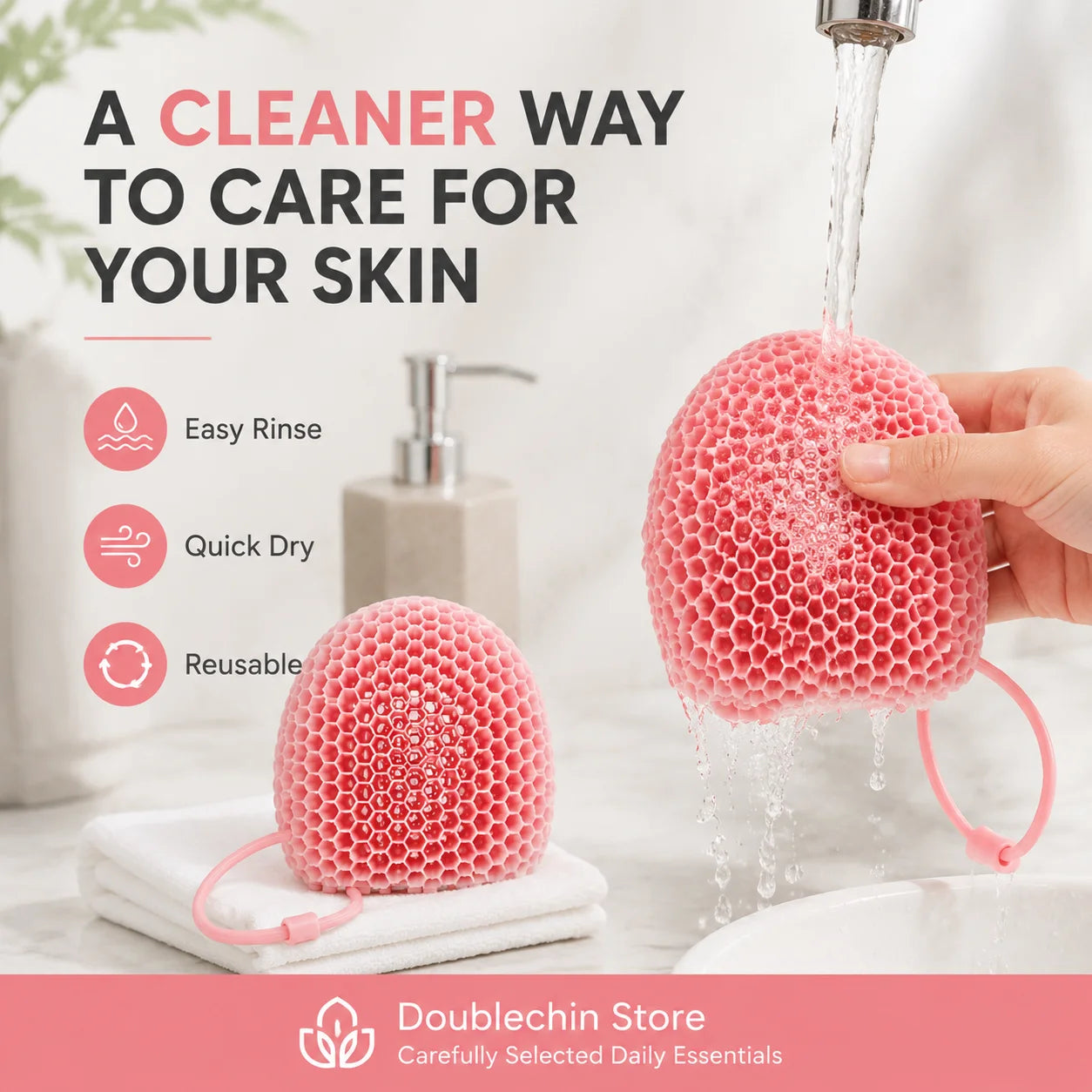 Silicone Body Scrubber Shower Brush, Honeycomb Exfoliating Bath Tool for Deep Cleaning, Massage & Smooth Skin Care