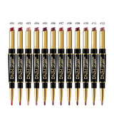 DNM 2 In 1 Matte Lipstick Pencil Double Head Lip Liner Pen Long Lasting Waterproof Lady Charming Nude Red Lipliner Pencil Makeup
