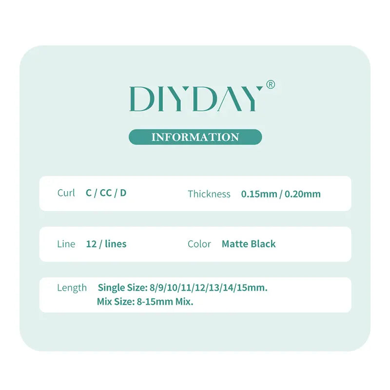 DIYDAY Ellipse Flat Eyelash Extensions 0.15 0.20 Super Softer Individual Flat Lashes Natural Look False Eyelashes for Makeup