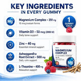 Googeer DeepCalm Magnesium Complex Gummies for Evening Calm Support with Vitamin D3 Zinc Ashwagandha L-Theanine 90 Gummies