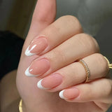 24Pcs Simple Wine Red Fake Nail with Mid-length Design Almond Press on False Nails Wearable Round Head Oval Full Cover Nail Tips