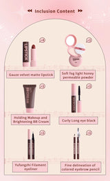 Women's Christmas makeup set, 9 lipsticks & powder press &BB cream & eyebrow pencil & mascara & eyeliner set,for women and girls
