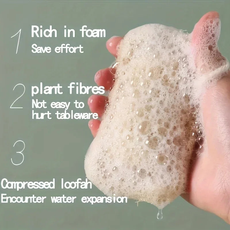 6pcs Natural Loofah Exfoliating Sponges - Gentle Body Scrubber for Shower & Bath, Bamboo Fiber Cleaning Pads 2042