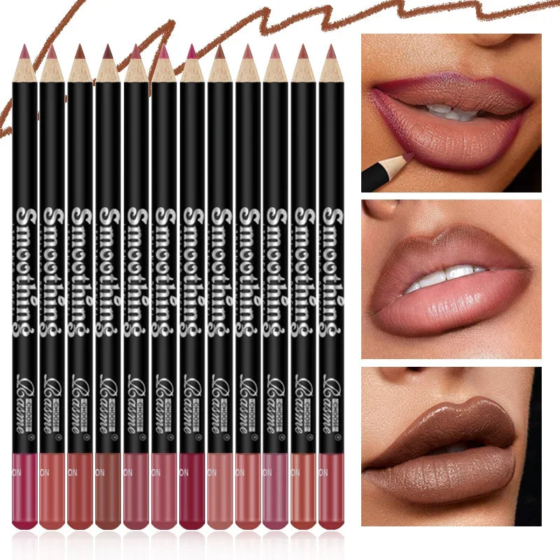 12 pcs Long-Lasting Lipstick Set with Professional Lip Liner Pencil and Matte Lip Gloss for Women Valentine's Day Gifts